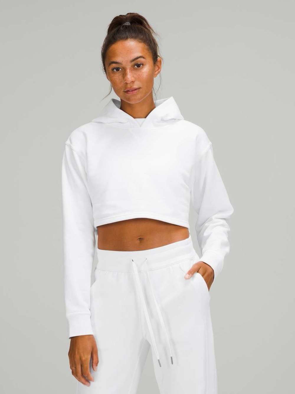 Lululemon All Yours Cropped Hoodie White size Medium